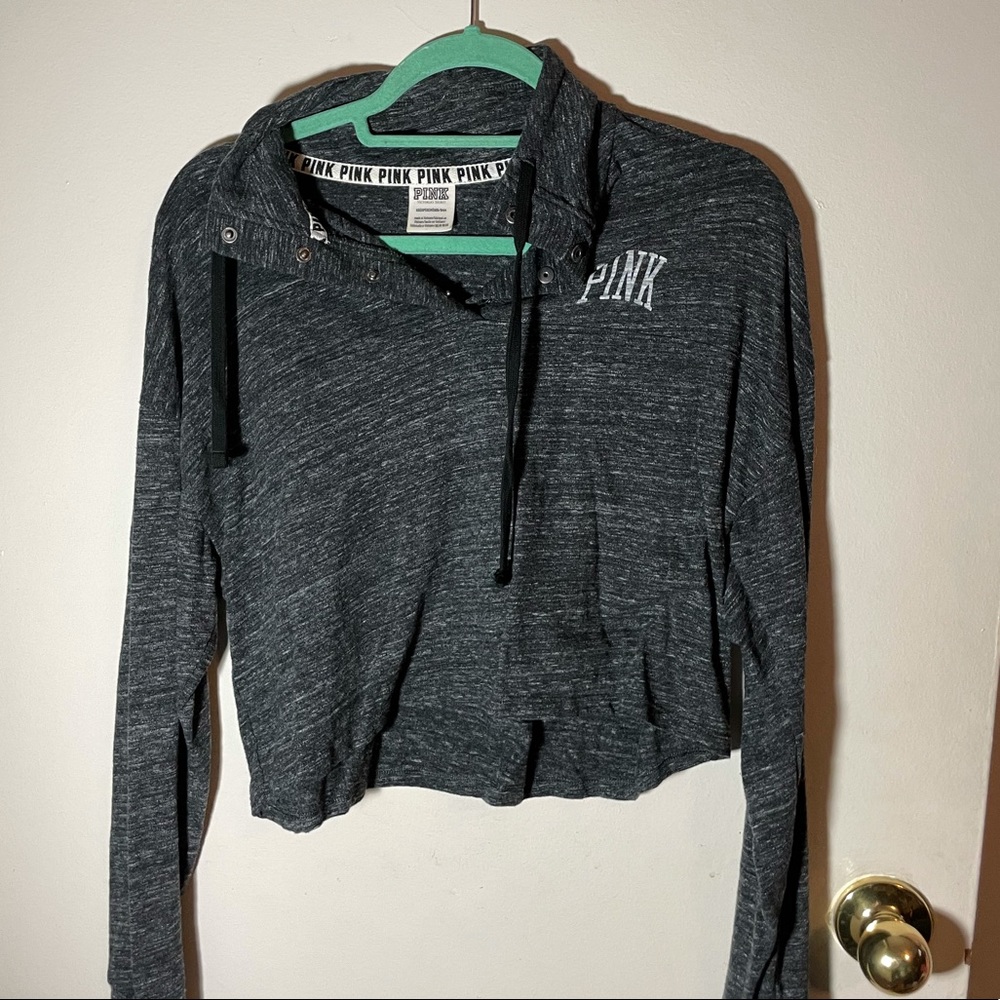 Pink VS Cropped grey hoodie
